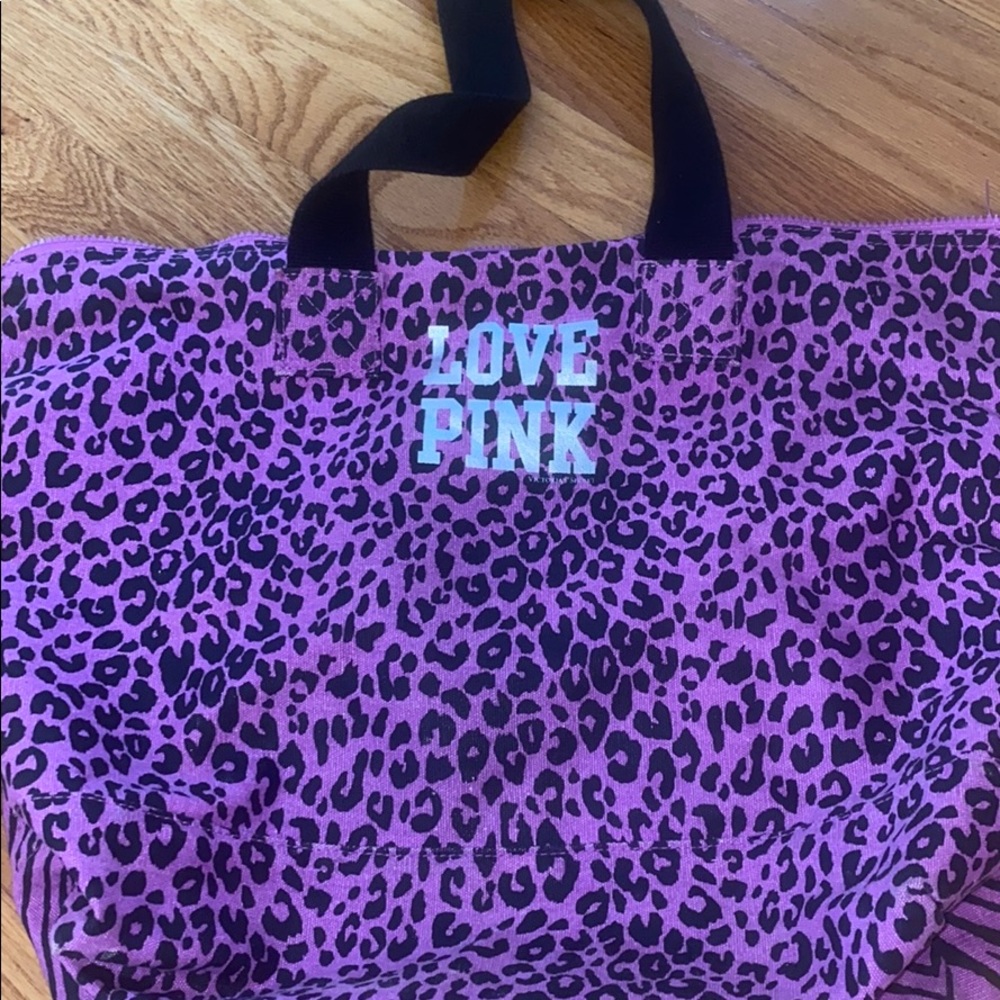 PINK purple animal print tote